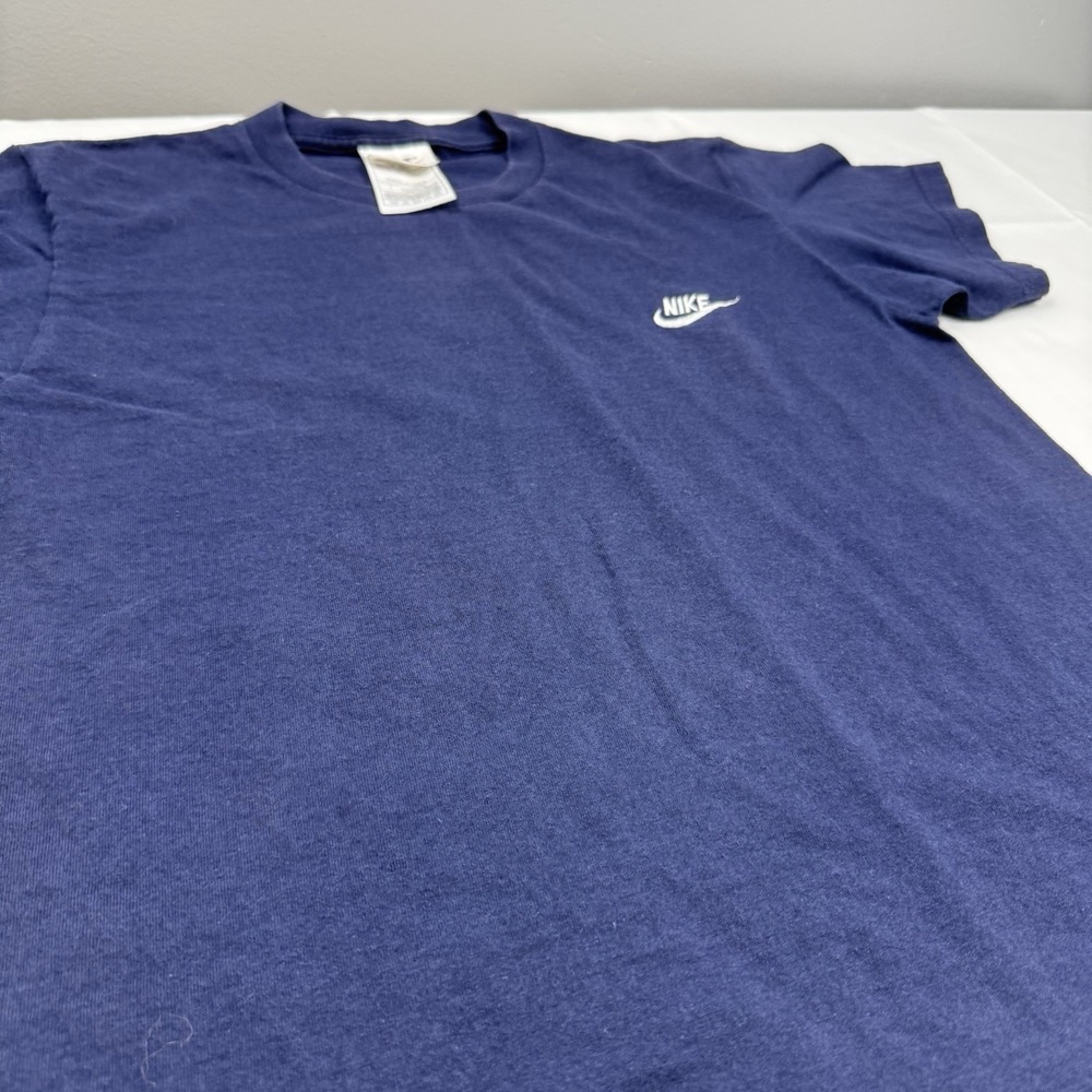 Vintage Nike T-Shirt Size S 90s Navy Blue White Embroidered Swoosh Made USA